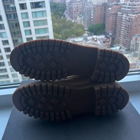 J. CREW - LIGHTWEIGHT LEATHER NORDIC HIKER BOOT - 9 M - LIGHT CARAMEL (TAN) EUC - Picture 7 of 9